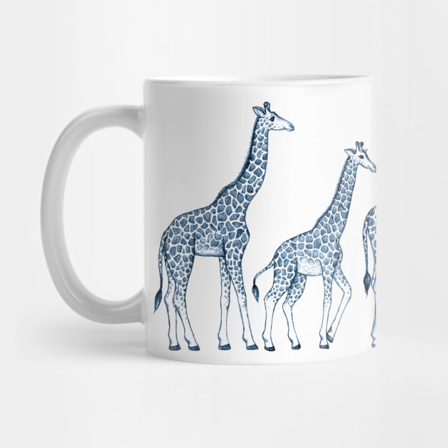 Navy Blue Giraffes on White by micklyn